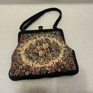 Vintage 1940's Needlepoint Tapestry Purse clutch wristlets